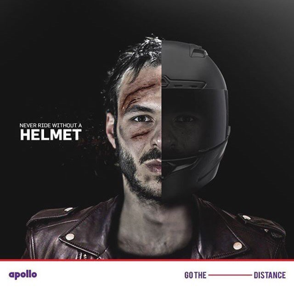 Instagram post: Split-face helmet protection metaphor