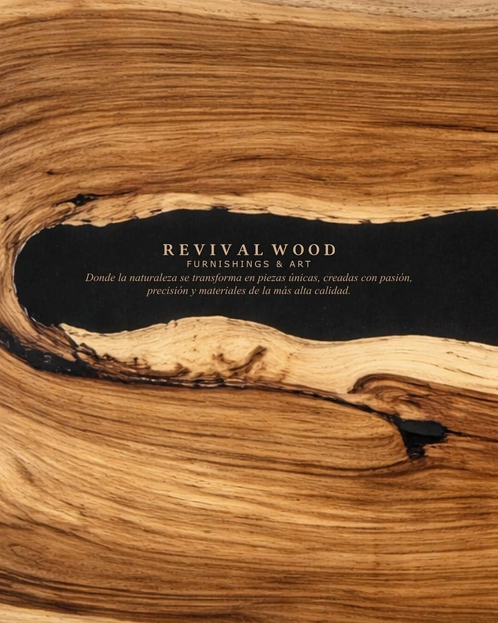 Carpenters & Woodwork creative ad: Wood grain river frames brand name
