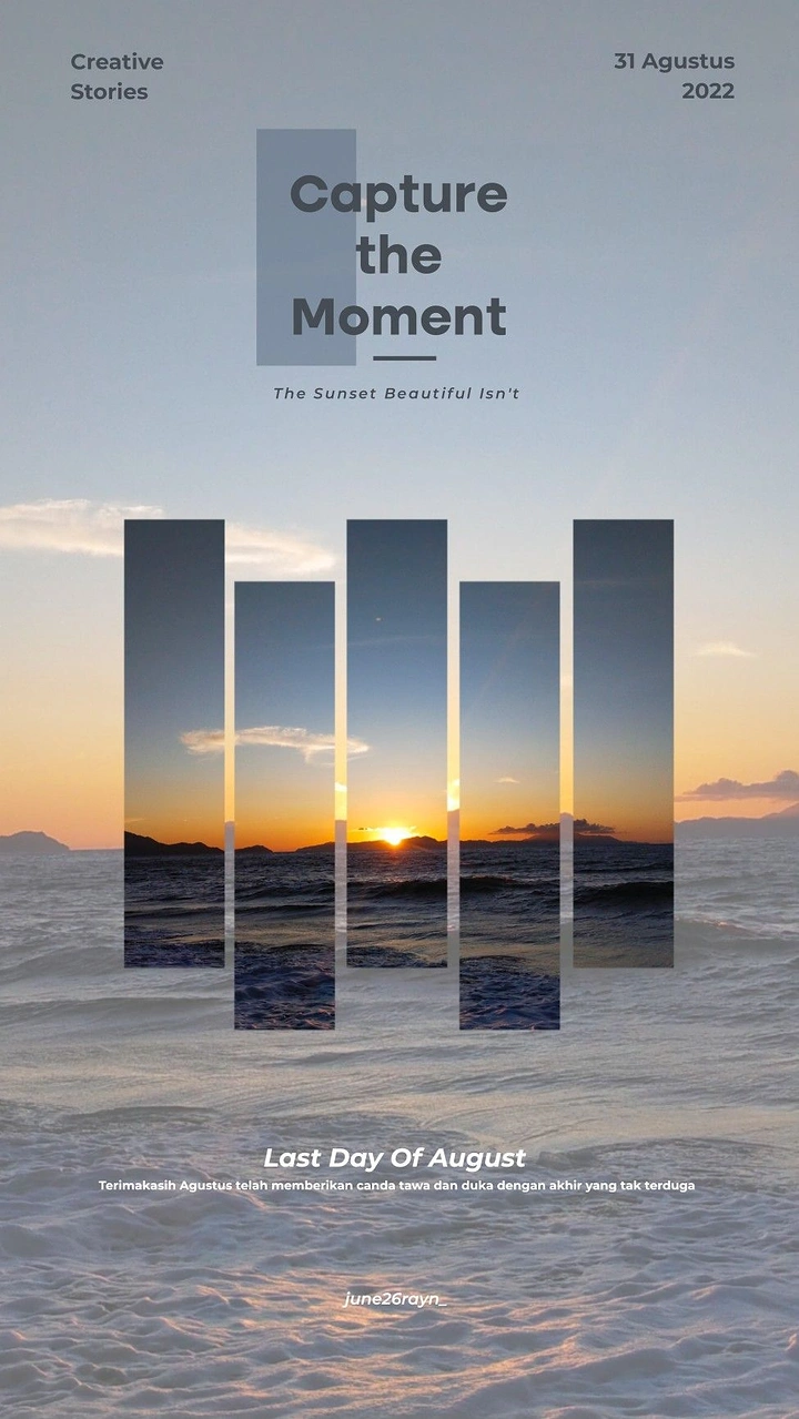 Photography creative ad: Sunset sliced into staggered frame strips