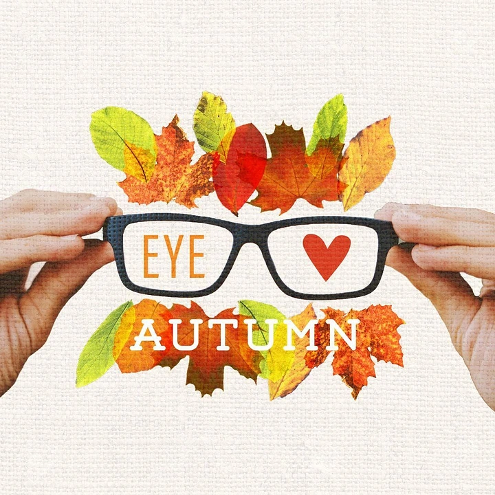 Opticians & Eye Care creative ad: Glasses framed by autumn leaves, 'Eye love'
