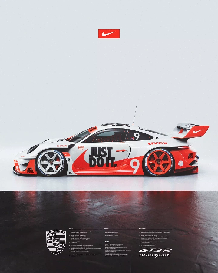 Window Tinting & Car Wraps creative ad: Premium Nike race-car campaign presentation