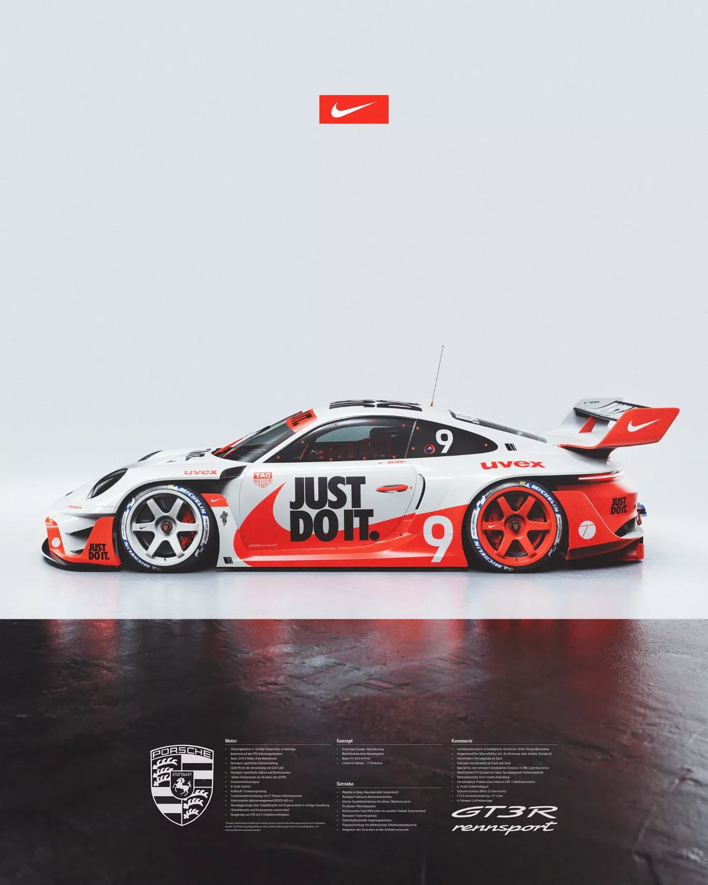 Instagram post: Premium Nike race-car campaign presentation