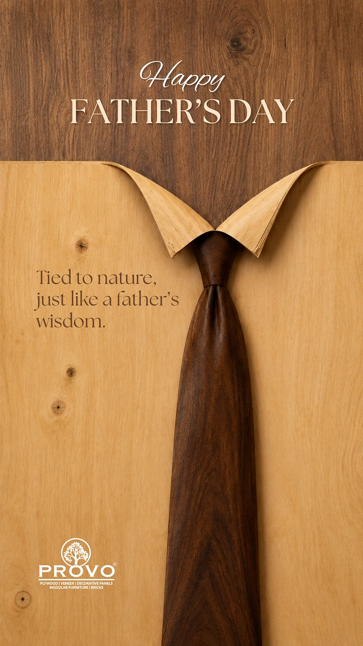 Father's Day creative ad: Shirt collar and tie made from wood veneer
