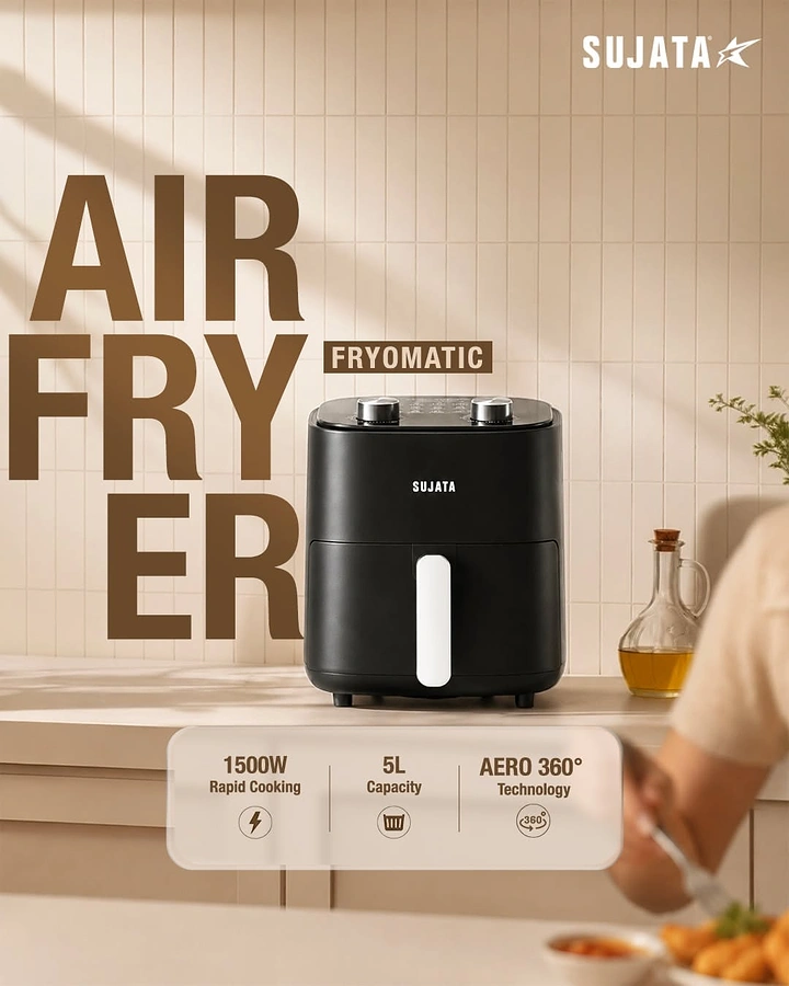 Home Appliances creative ad: Air fryer wedged into giant type