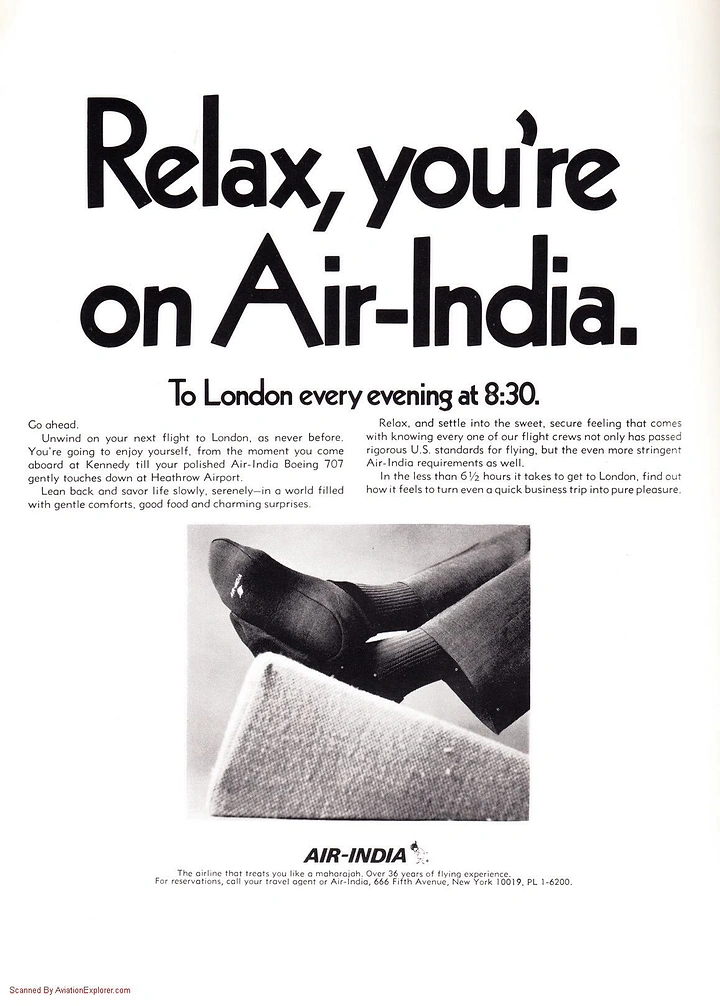 Airlines creative ad: Relaxation promise embodied through lounging