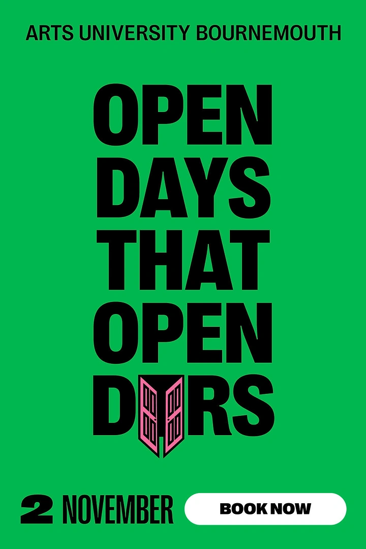 Universities & Colleges creative ad: Doors pun drives bold open-days poster