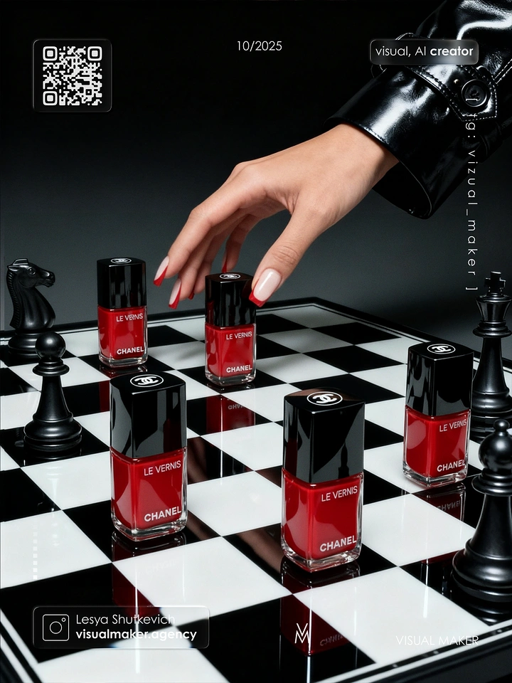 Nail Salons creative ad: Polish bottles as chess pieces
