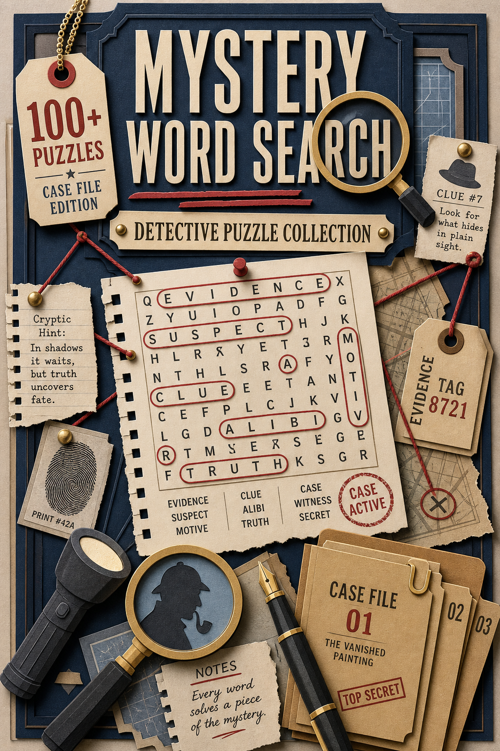Story: Word-search mechanic becomes detective case file
