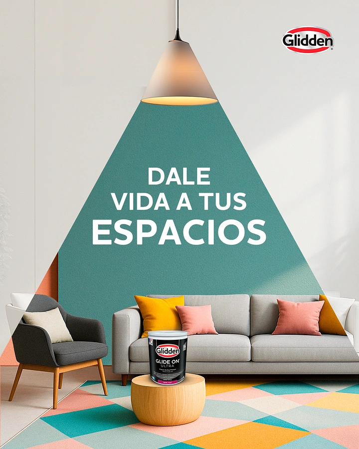 House Painters creative ad: Lamp light beam rendered as paint