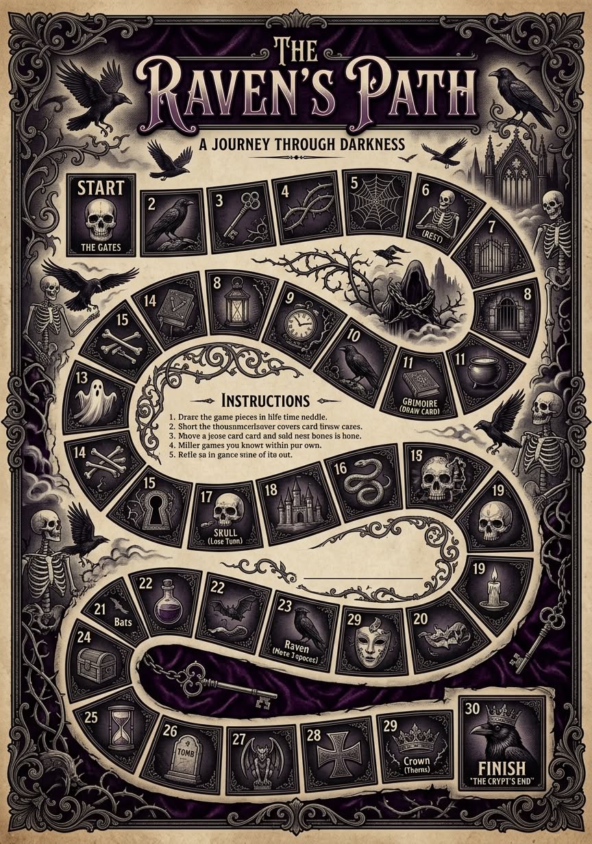 Story: Darkness-themed journey board-game path