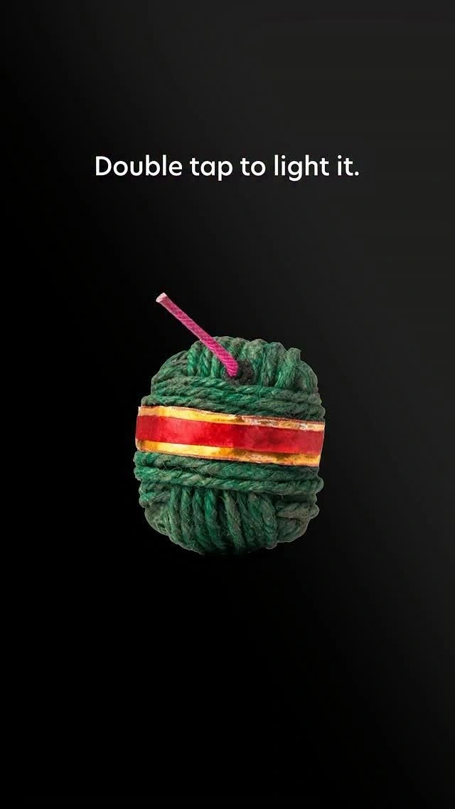 Diwali creative ad: Green rope ball styled as a sutli bomb firecracker
