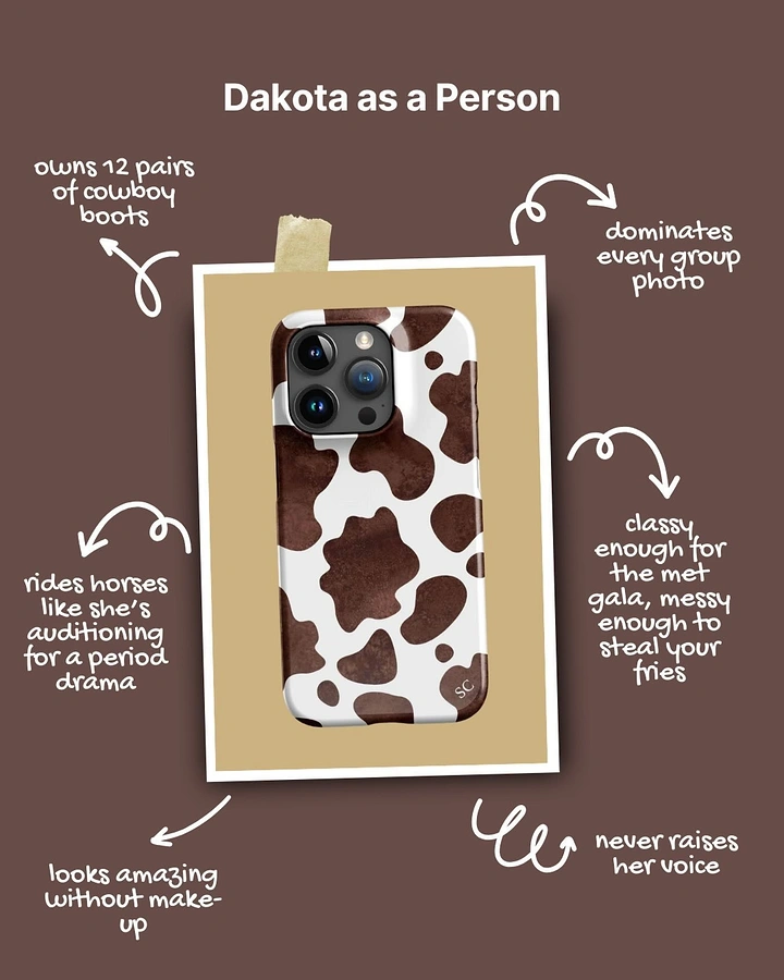 Phone Cases & Mobile Accessories creative ad: Witty case-personality concept with cow print