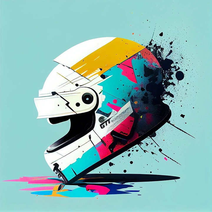 Helmets & Riding Gear creative ad: Helmet dissolves into paint explosion