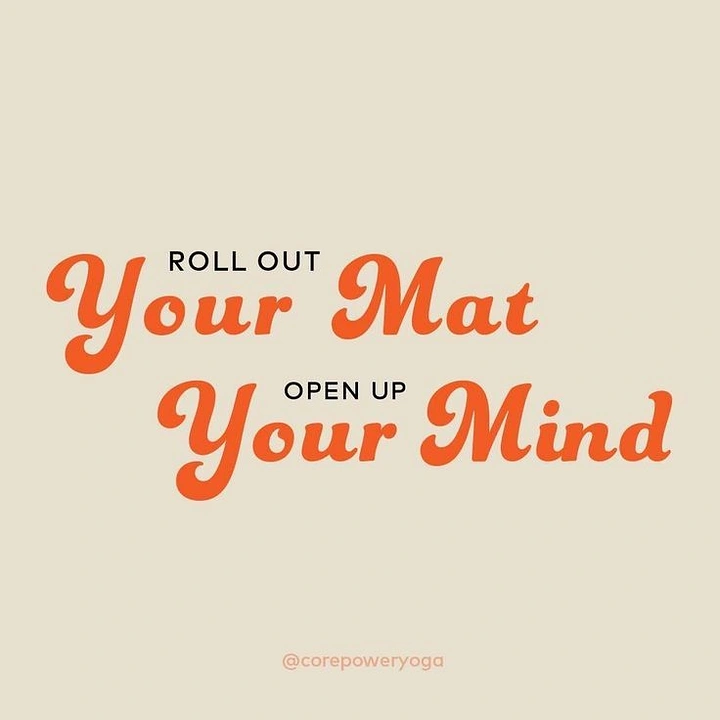 Yoga Studios creative ad: Witty 'roll out mat, open mind' retro type