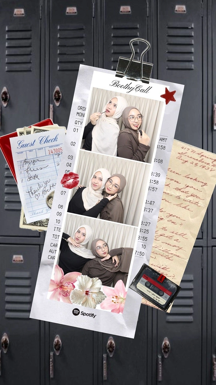 Photo Booth Rentals creative ad: Photo strips staged as romantic locker keepsake