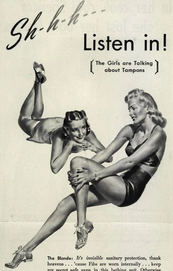 Period Care & Feminine Hygiene creative ad: Witty retro poster about tampons