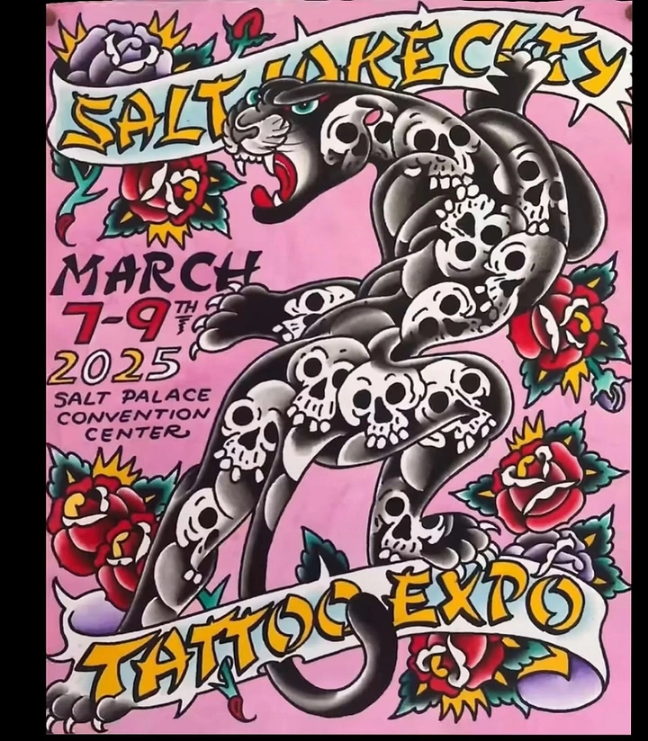 Tattoo Studios creative ad: Traditional flash panther expo poster