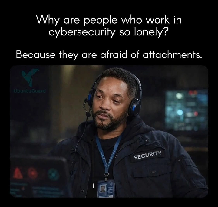 Cybersecurity Companies creative ad: Attachment pun gives the post a hook