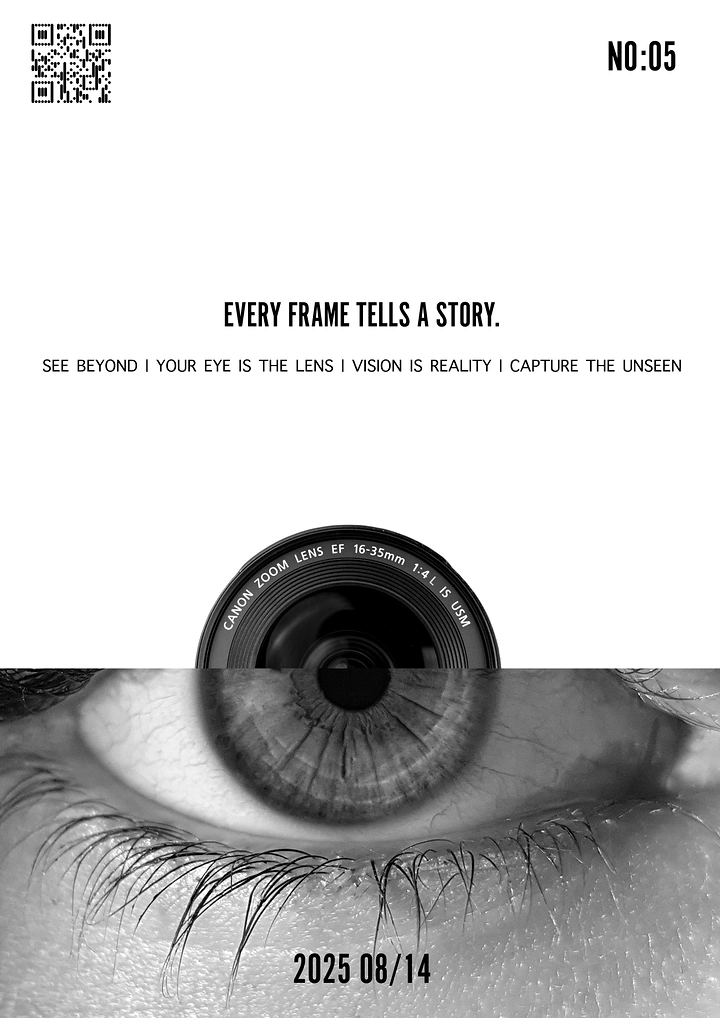 Photography creative ad: Lens merging into human eye metaphor