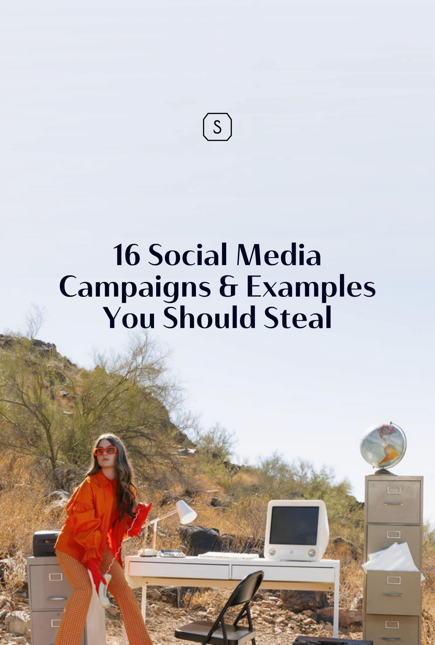 Story: Surreal desert office cover composition