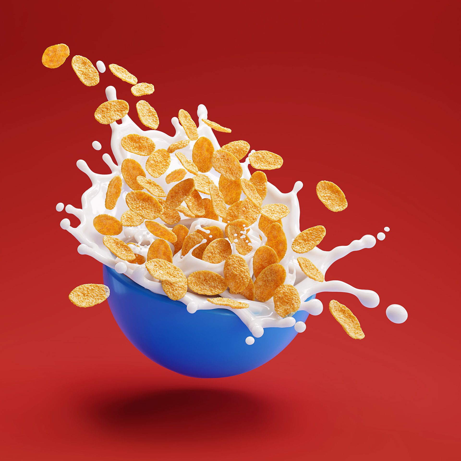 Instagram post: Dramatic cereal splash hero composition