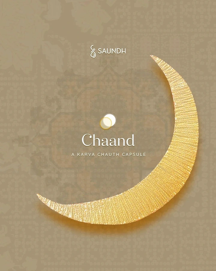 Karwa Chauth creative ad: Textured gold crescent moon