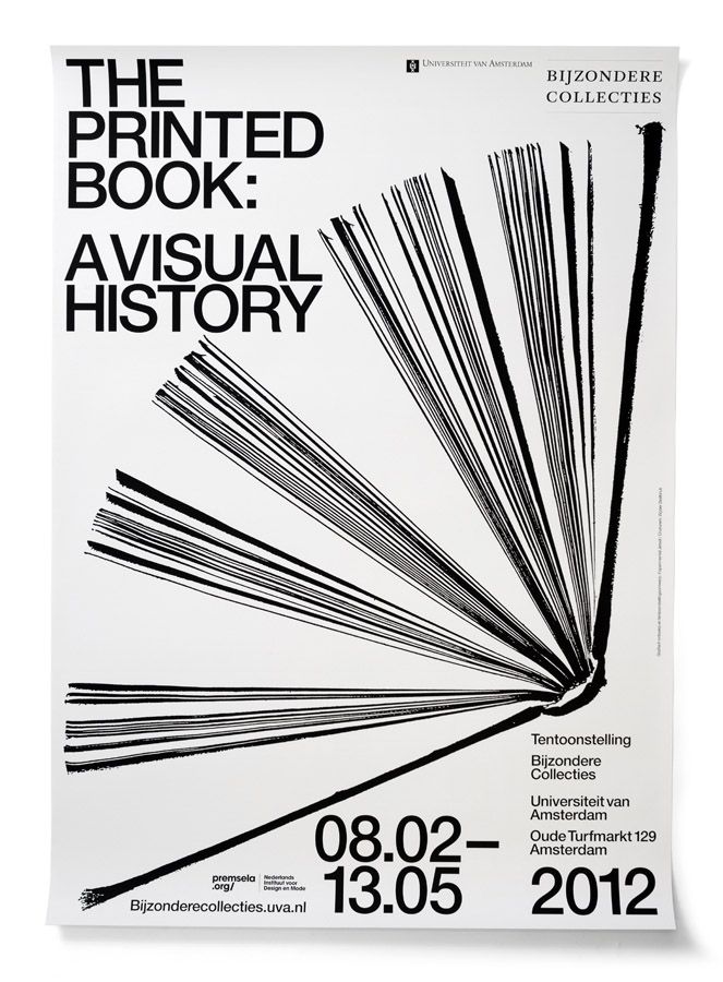Poster: Open book with pages transforming into radiating black lines