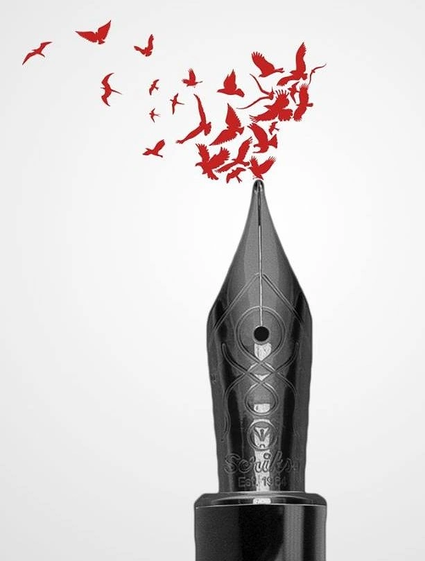 Pens & Writing Instruments creative ad: Pen nib releases a flock of birds