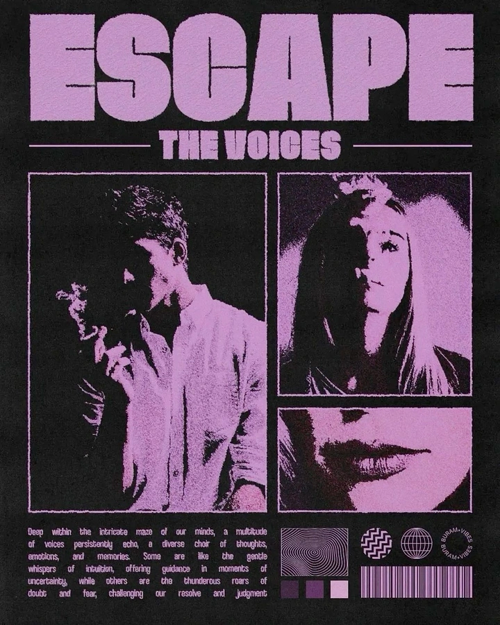 Escape Rooms creative ad: Portrait collage visualizes escaping voices