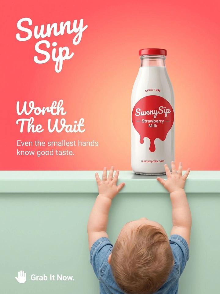 Dairy Brands creative ad: Baby reaching bottle, worth the wait