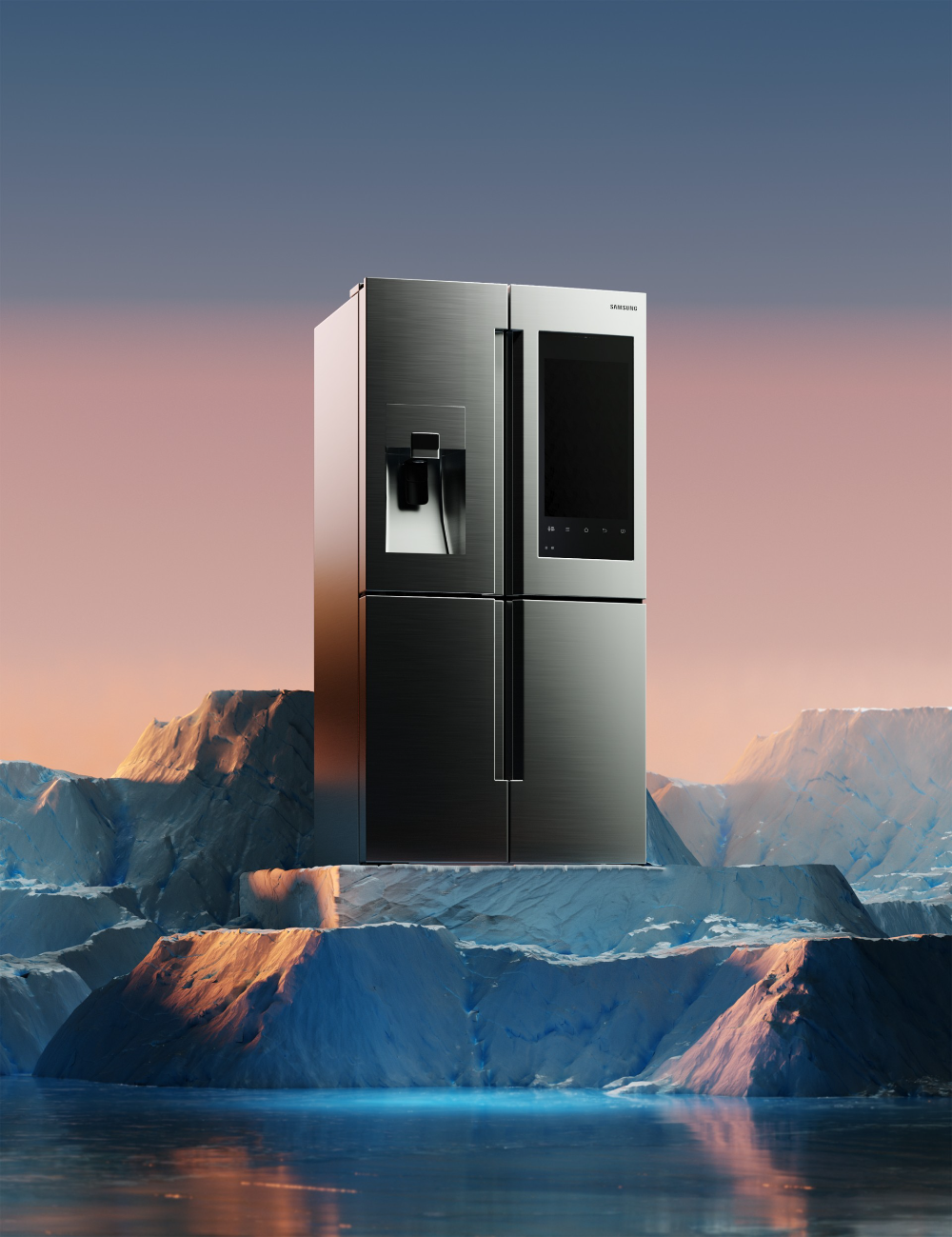 Instagram post: Fridge on iceberg, cold metaphor