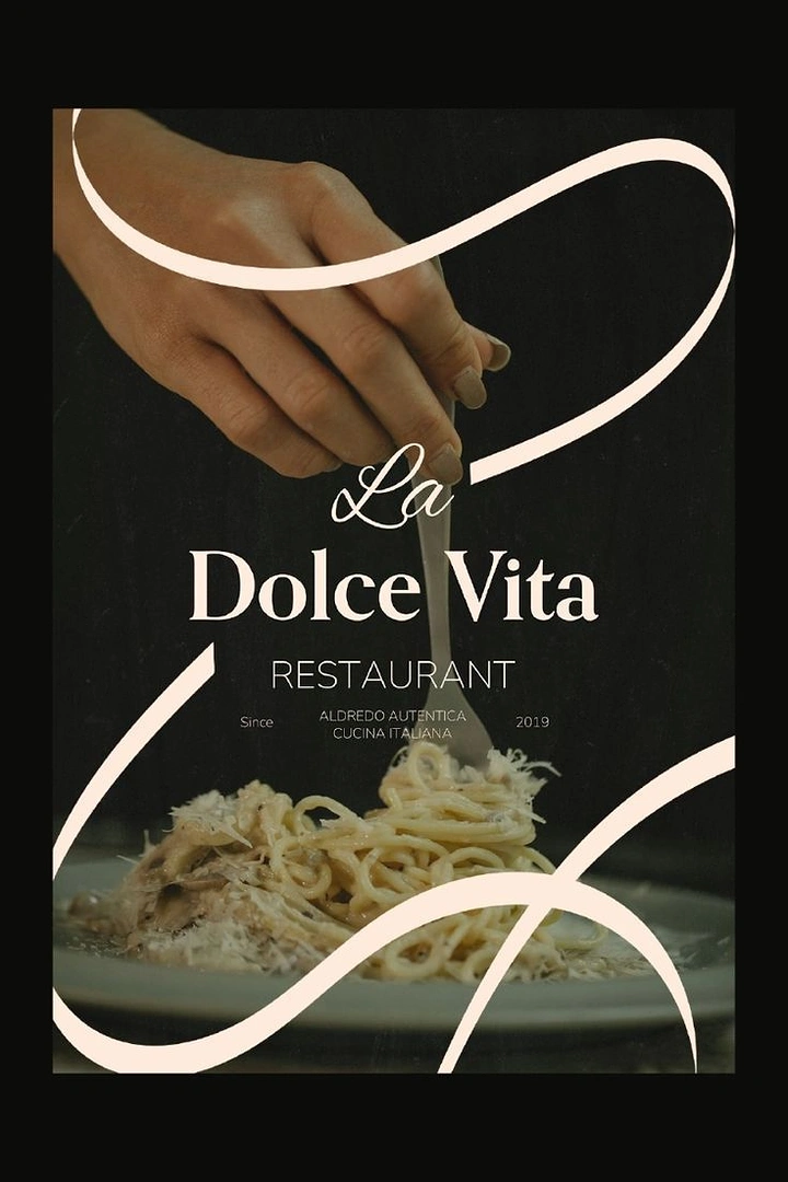 Italian Restaurants creative ad: Elegant pasta-ribbon restaurant identity