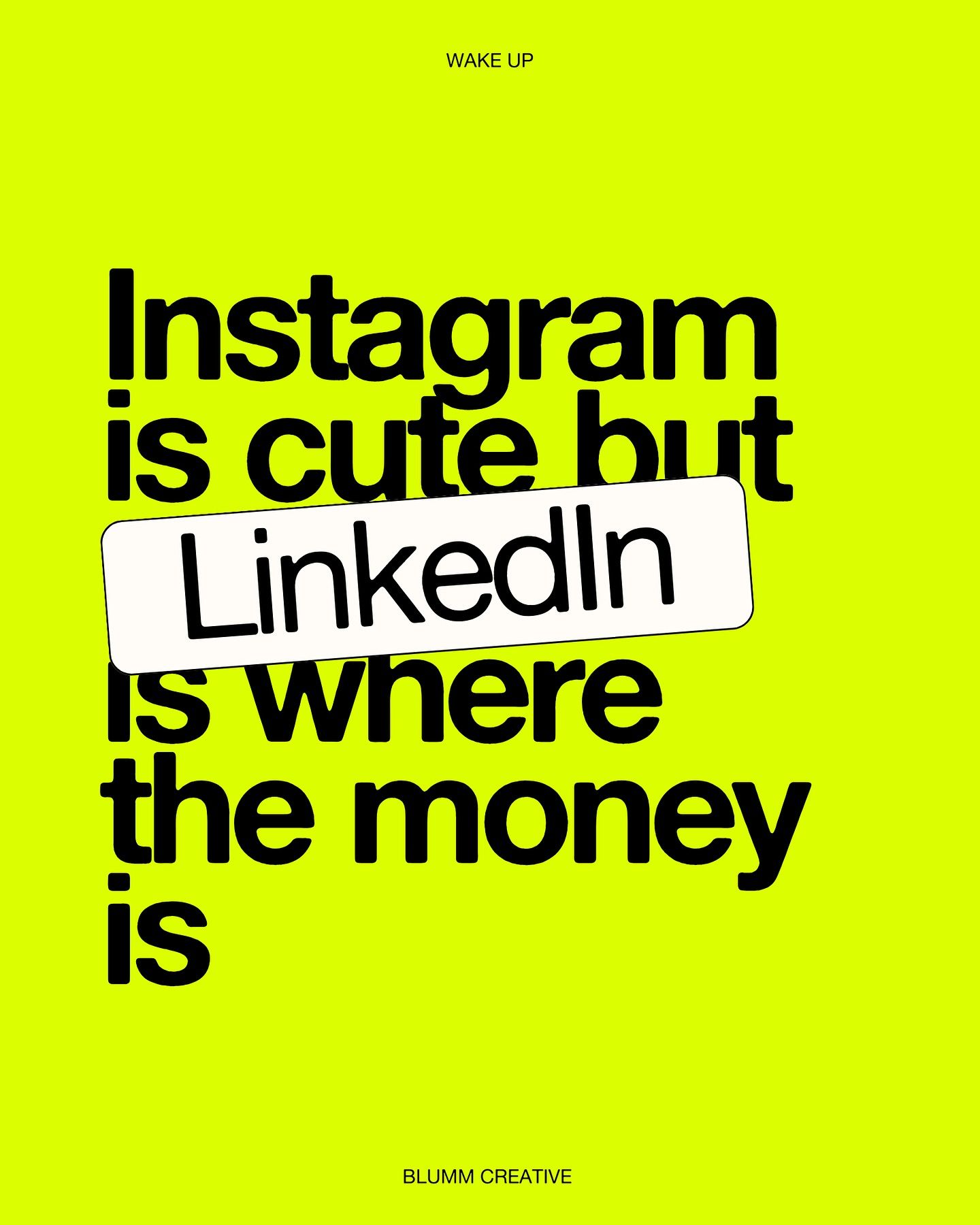 Instagram post: Witty Instagram vs LinkedIn copy, bold type