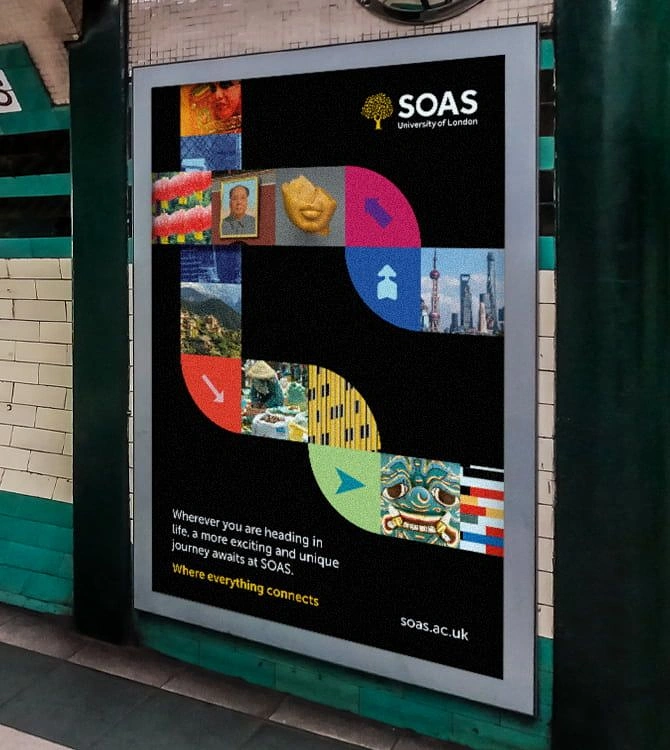 Universities & Colleges creative ad: Distinctive S-shaped visual collage