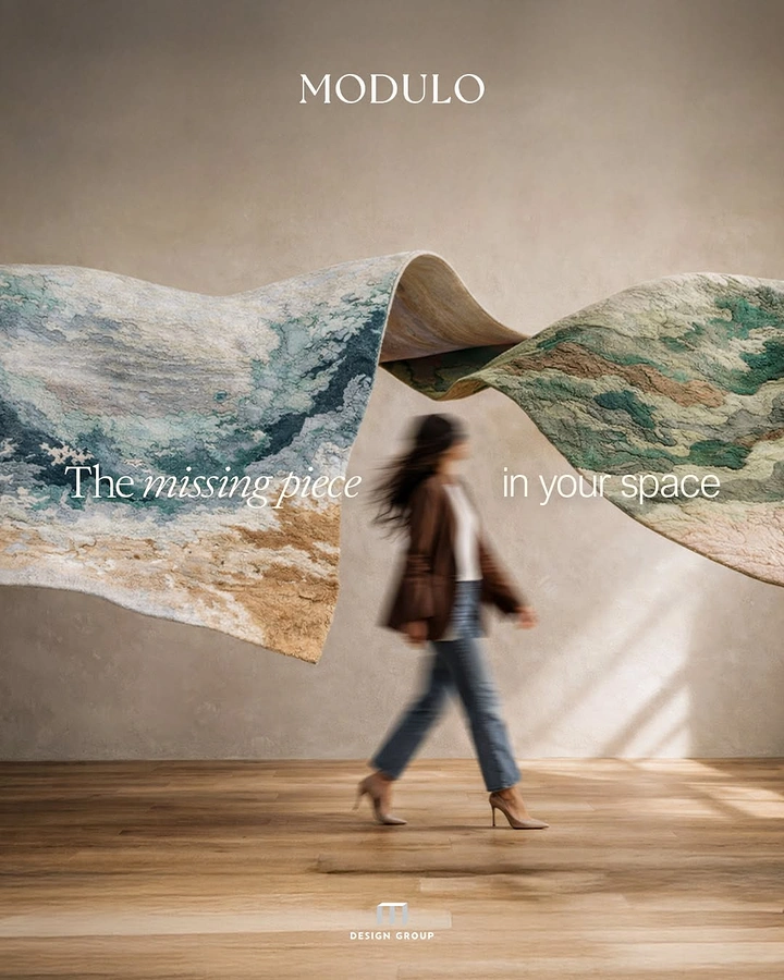 Rugs & Carpets creative ad: Missing-piece rug wall metaphor