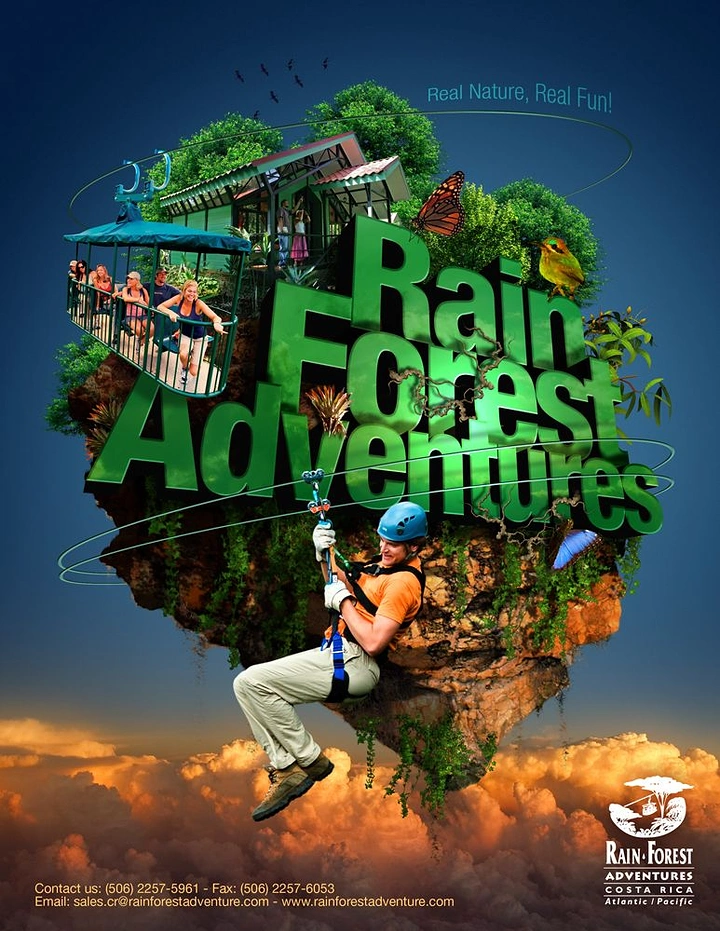 Adventure Sports & Trekking creative ad: Floating rainforest adventure world