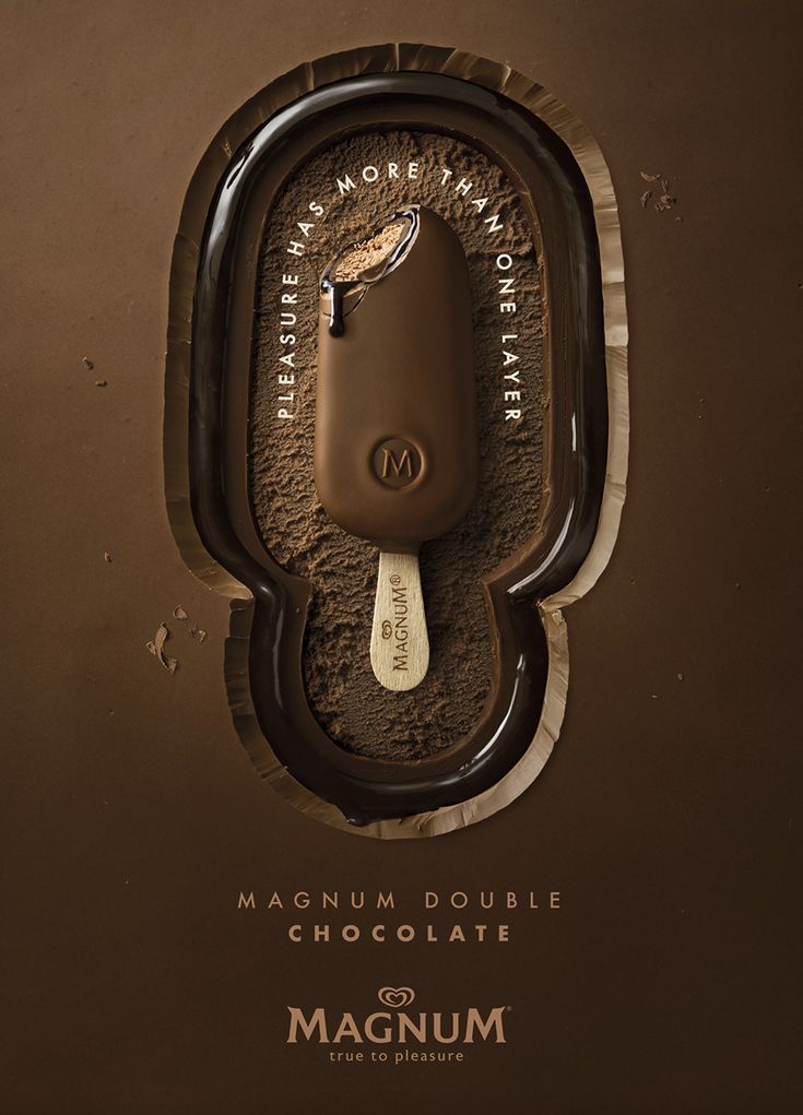 Poster: Bitten chocolate ice cream bar set into layered chocolate cavity