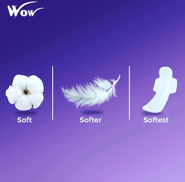 Period Care & Feminine Hygiene creative ad: Softness comparison using flower and feather