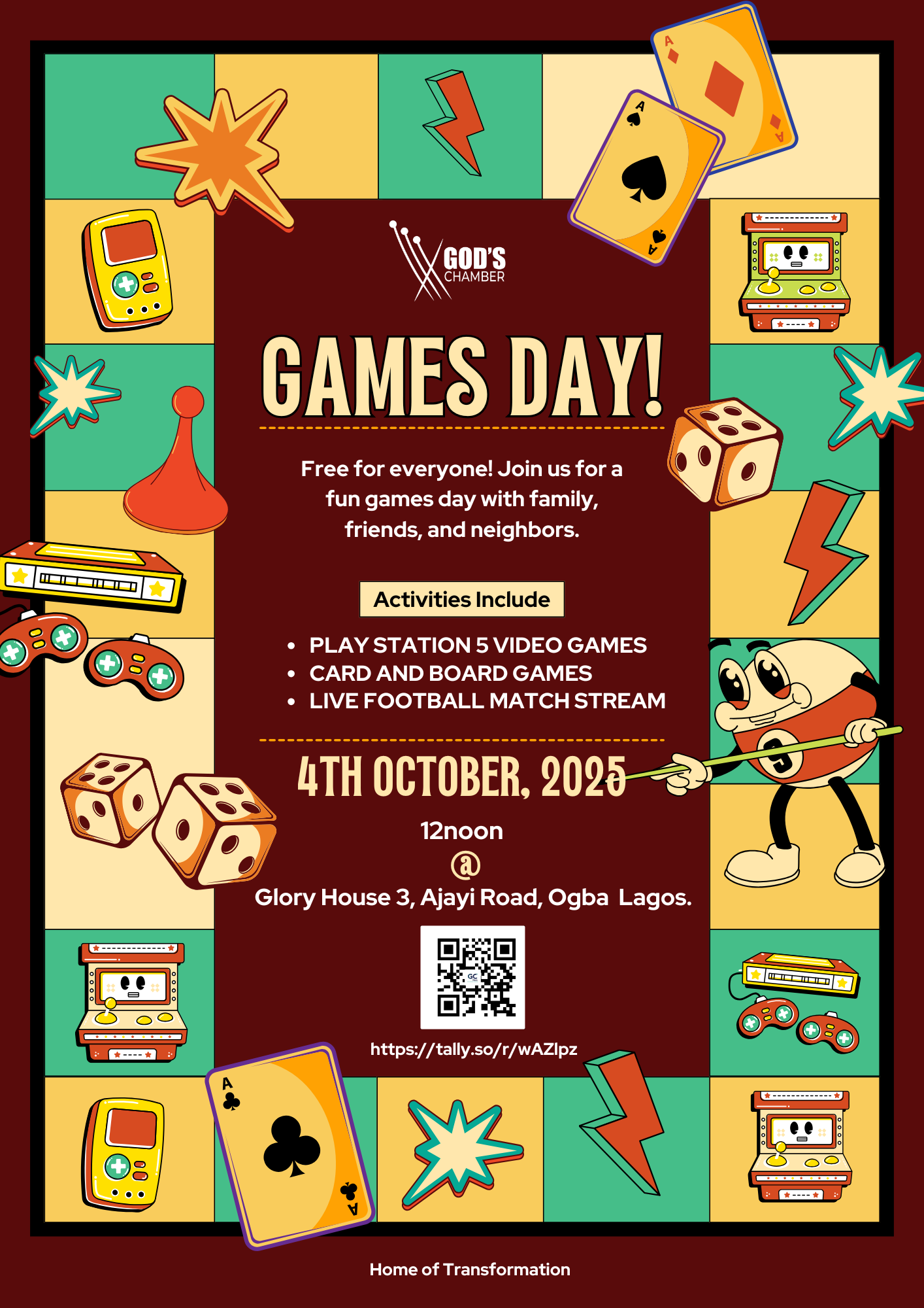 Story: Board-game track frame for games day