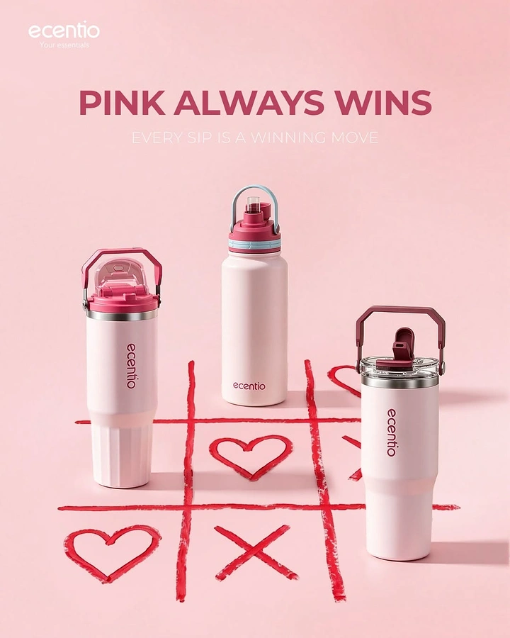 Tumblers, Flasks & Drinkware creative ad: Bottles transform tic-tac-toe into campaign idea