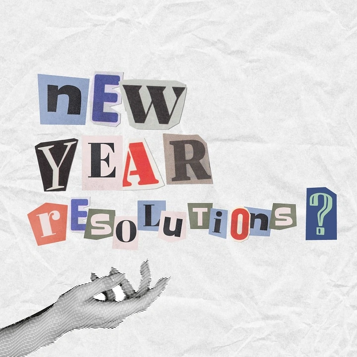 New Year creative ad: Ransom-note cut-out letters spelling a resolutions question