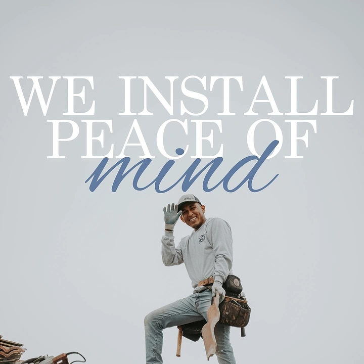 Roofing creative ad: Witty 'We install peace of mind' headline