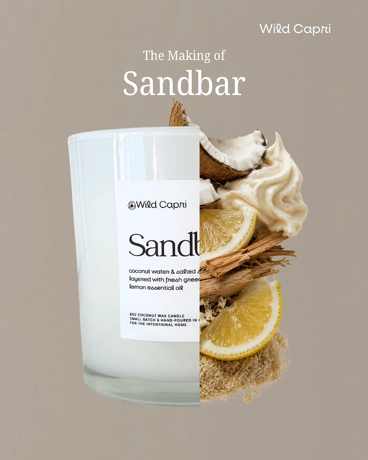 Candles & Home Fragrance creative ad: White candle jar split in half with its scent ingredients