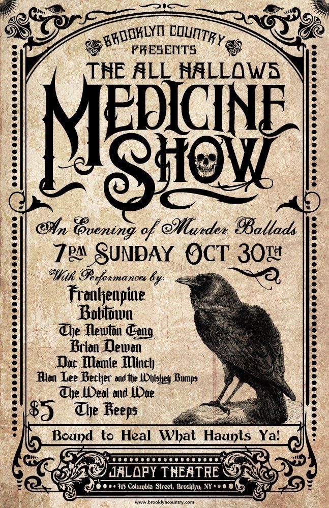 Halloween Poster: Victorian medicine-show poster with an engraved raven
