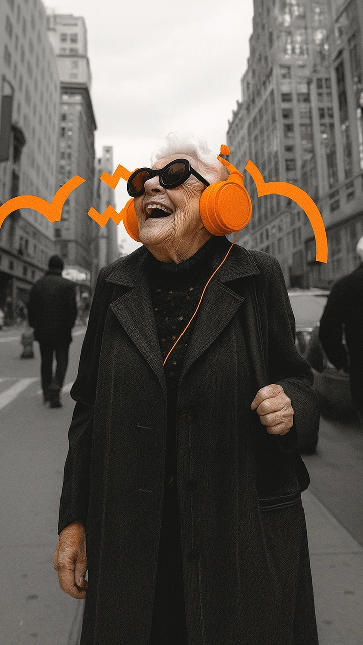 Headphones & Speakers creative ad: Orange sound-wave color isolation