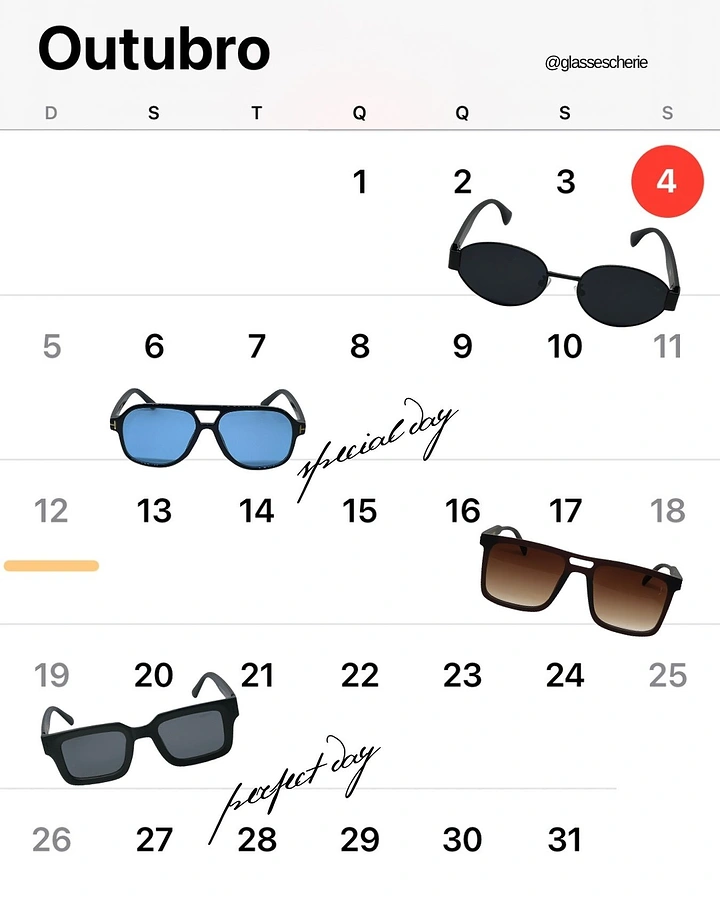 Opticians & Eye Care creative ad: Sunglasses marking days on a calendar