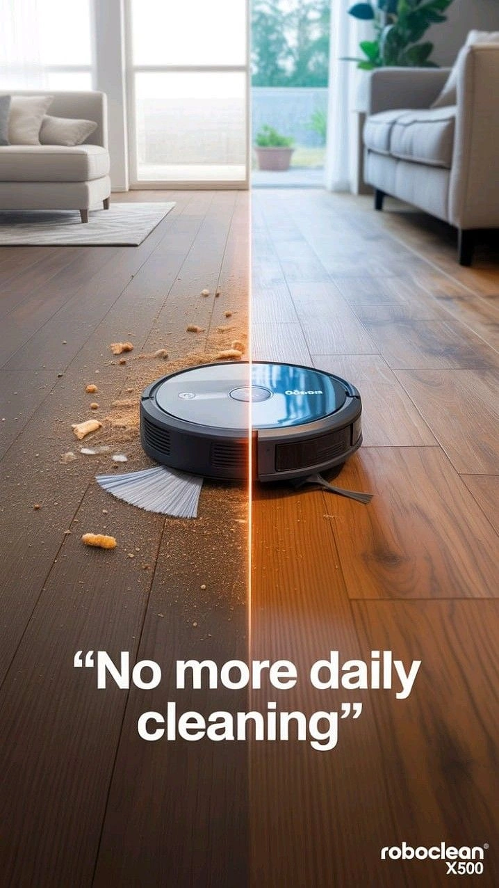Home Appliances creative ad: Split before/after clean floor path