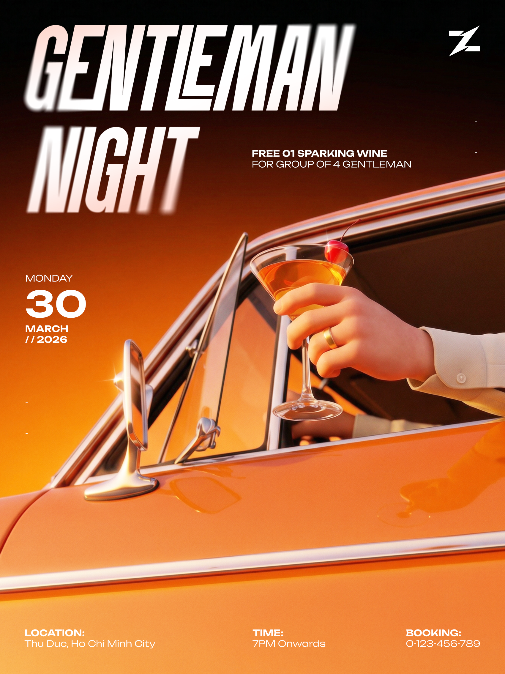 Instagram post: Cocktail meets luxury car fantasy