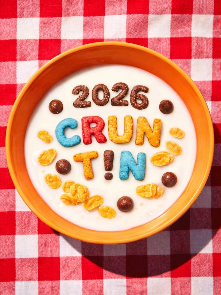 Breakfast Cereals & Oats creative ad: Playful cereal-letter New Year pun