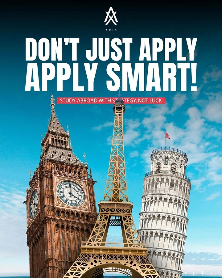 Study Abroad Consultants creative ad: Witty apply-smart service positioning